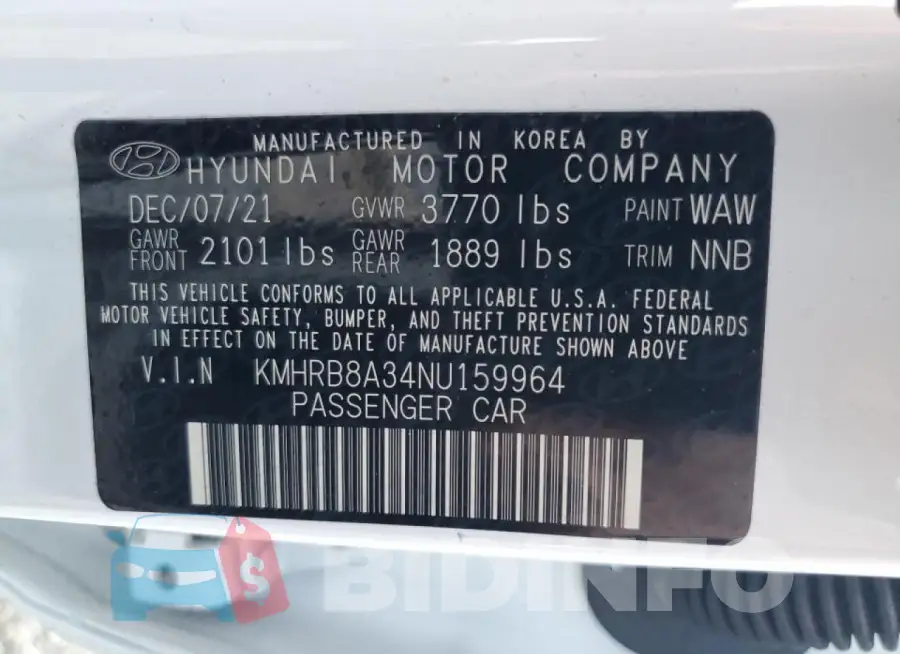 KMHRB8A34NU159964 Photo# 13