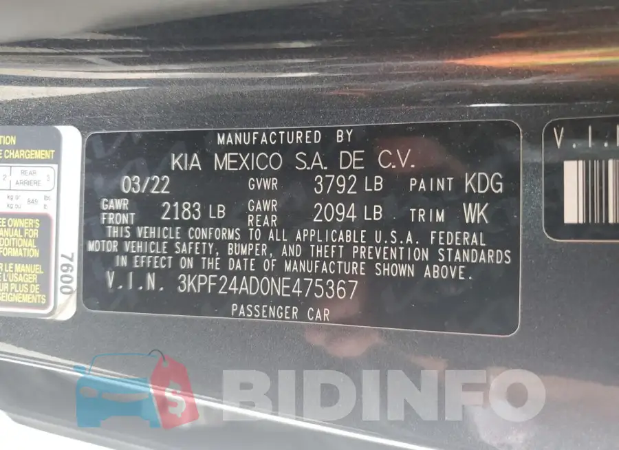 3KPF24AD0NE475367 Photo# 13
