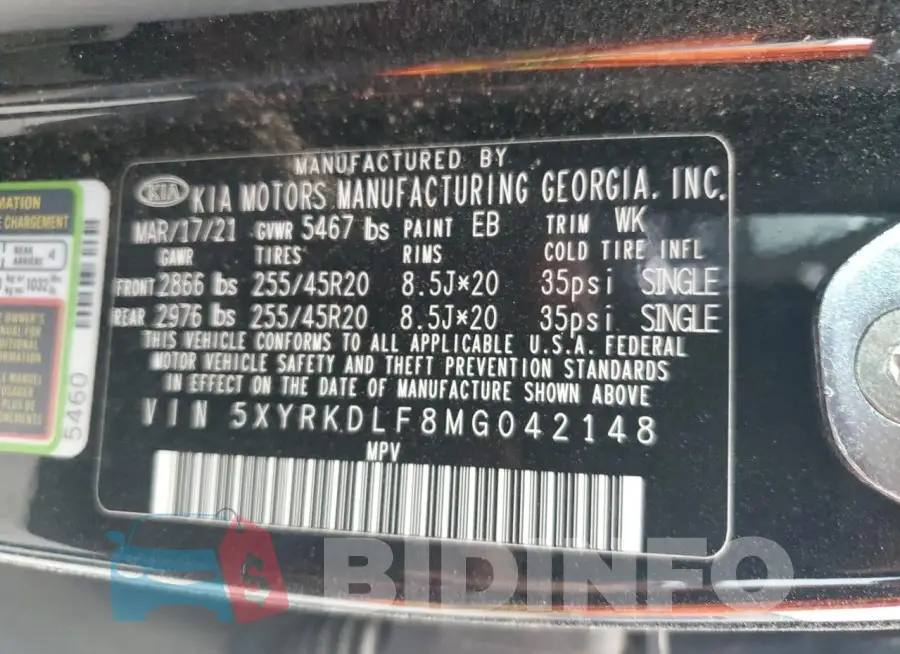 5XYRKDLF8MG042148 Photo# 14
