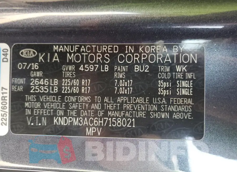 KNDPM3AC6H7158021 Photo# 13