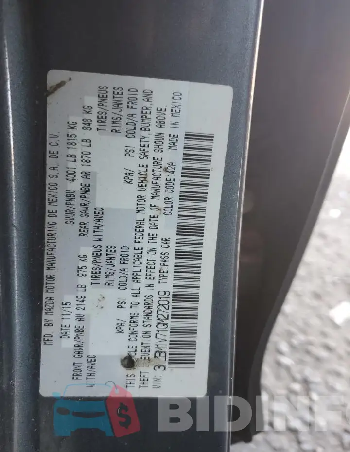 3MZBM1V71GM272019 Photo# 12