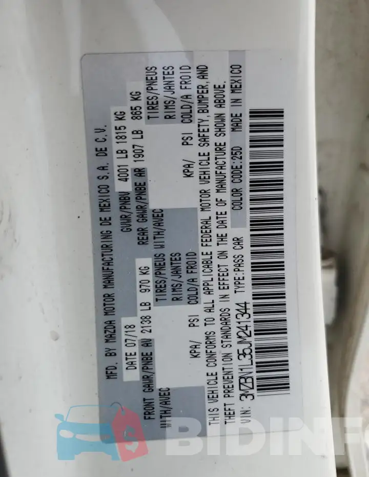 3MZBN1L35JM241344 Photo# 12