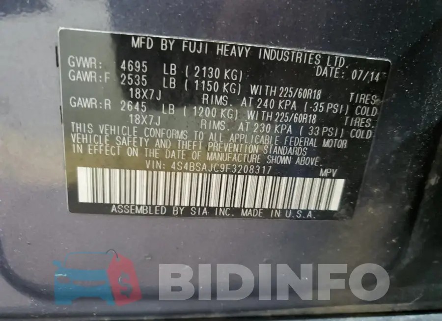 4S4BSAJC9F3208317 Photo# 13