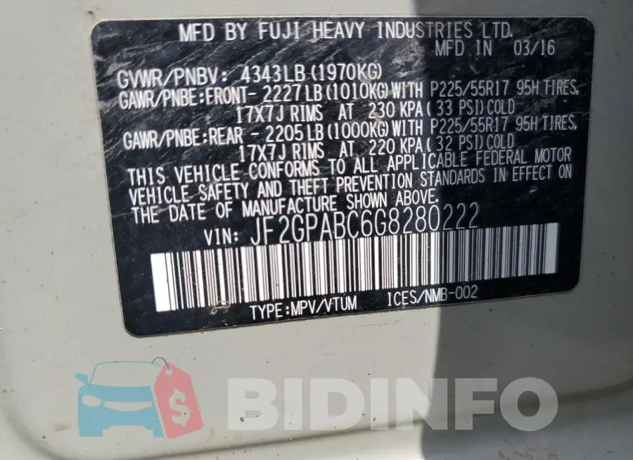 JF2GPABC6G8280222 Photo# 12