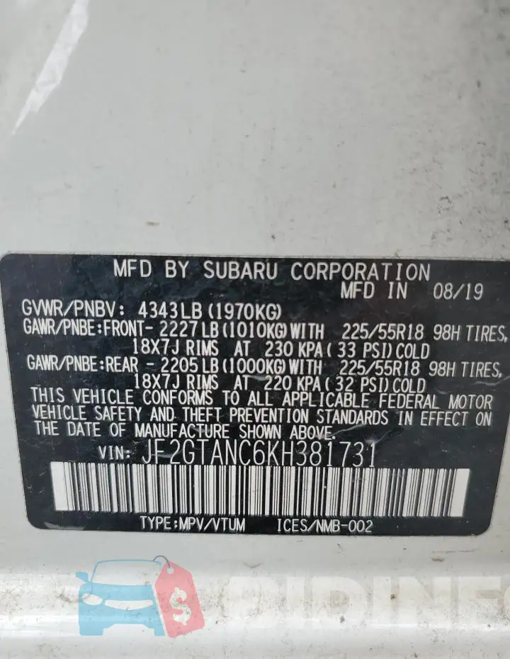 JF2GTANC6KH381731 Photo# 13