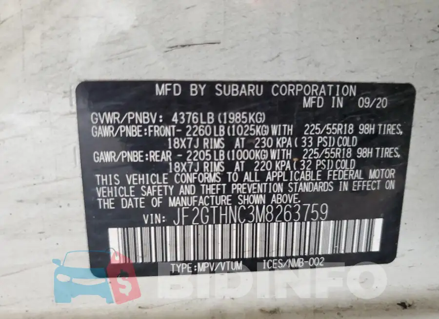 JF2GTHNC3M8263759 Photo# 12