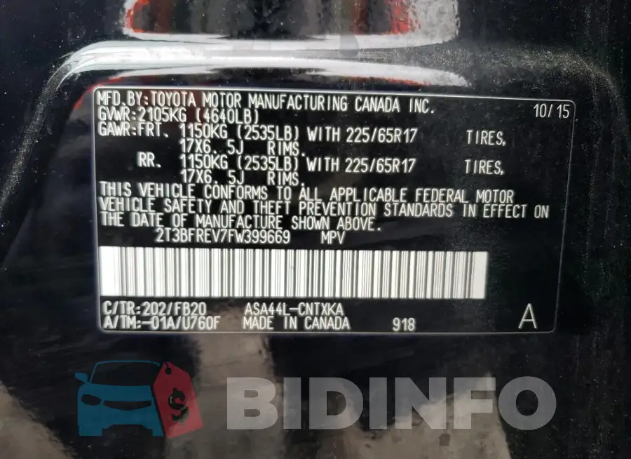 2T3BFREV7FW399669 Photo# 13