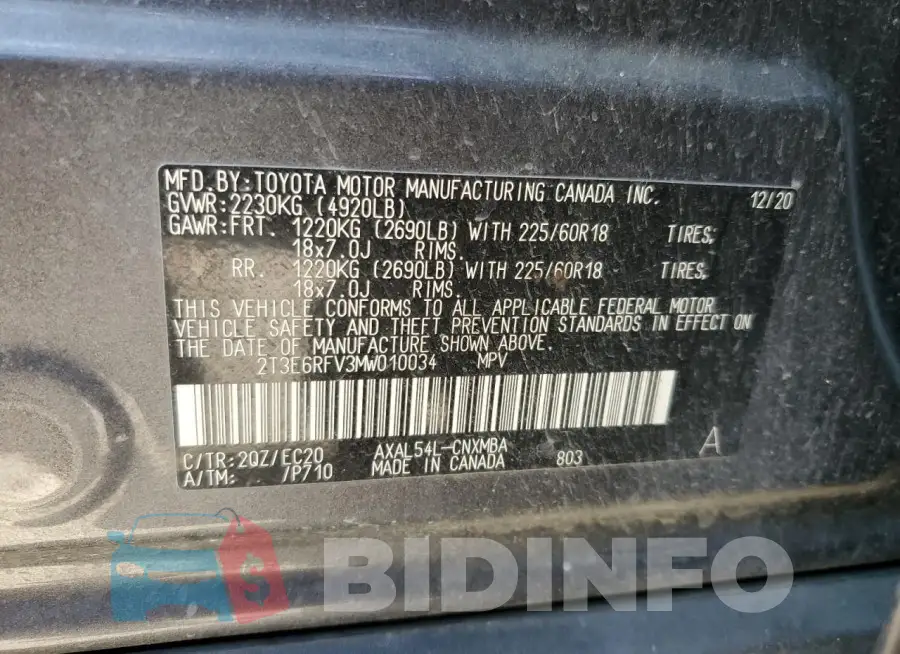 2T3E6RFV3MW010034 Photo# 13