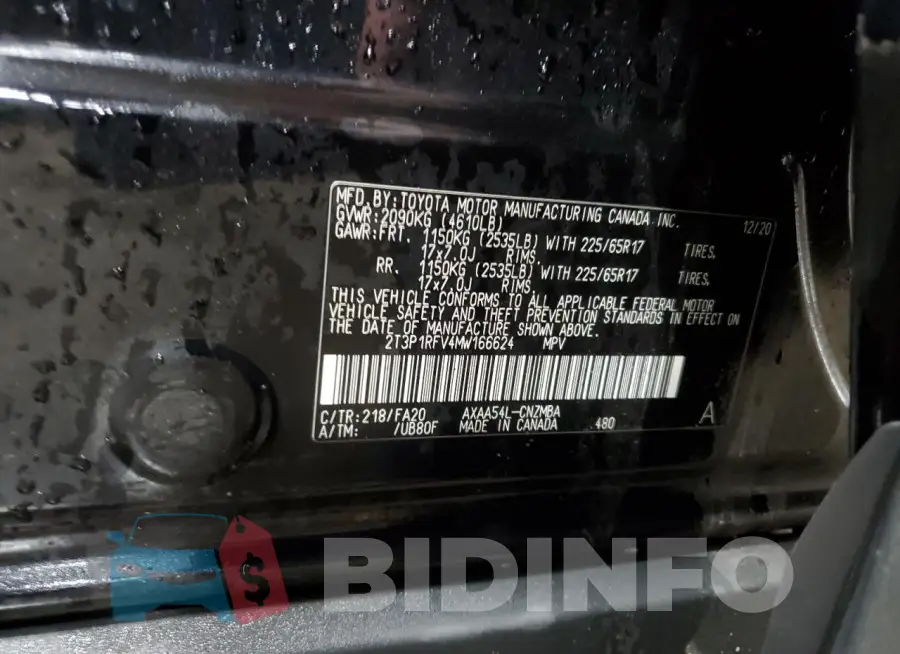 2T3P1RFV4MW166624 Photo# 12