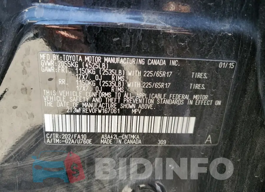 2T3WFREV0FW167061 Photo# 14