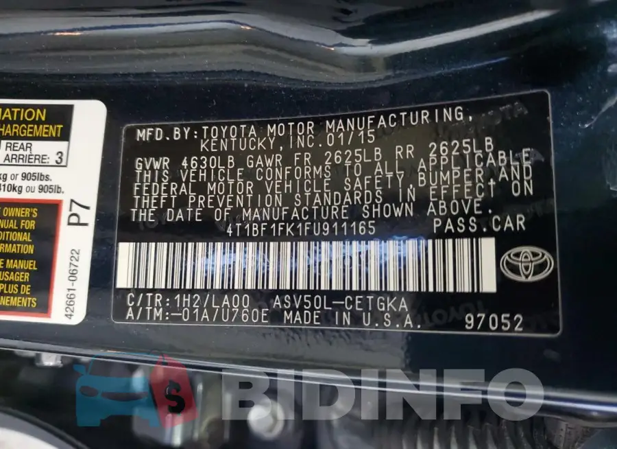4T1BF1FK1FU911165 Photo# 12