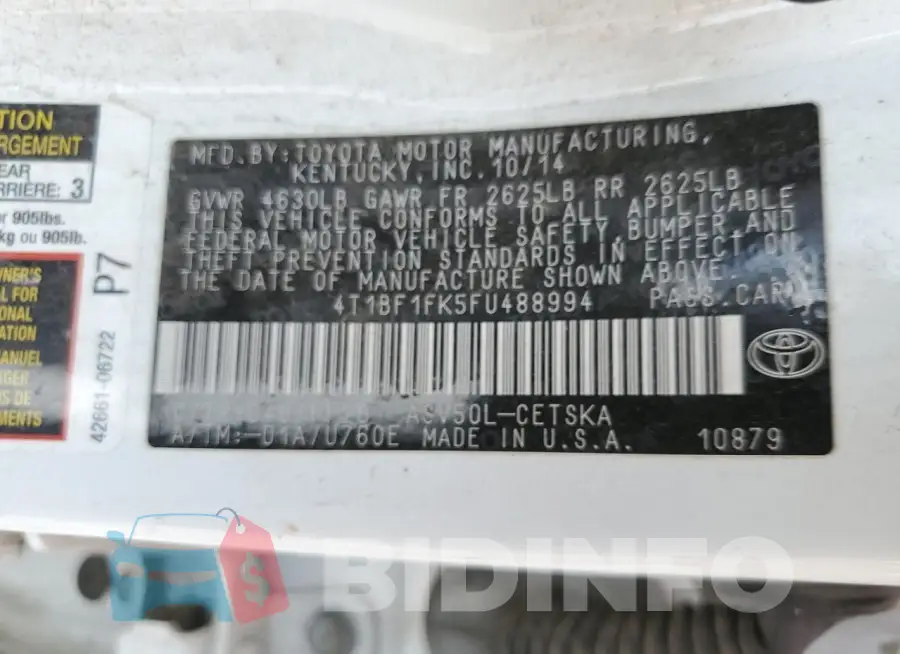 4T1BF1FK5FU488994 Photo# 12