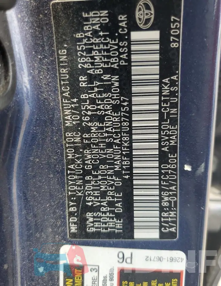 4T1BF1FK8FU877547 Photo# 12