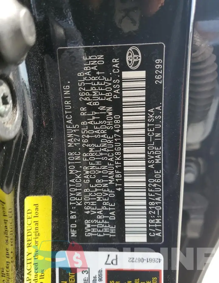 4T1BF1FK8GU174080 Photo# 12