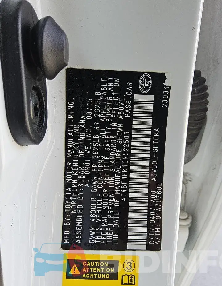 4T4BF1FK1GR522503 Photo# 12