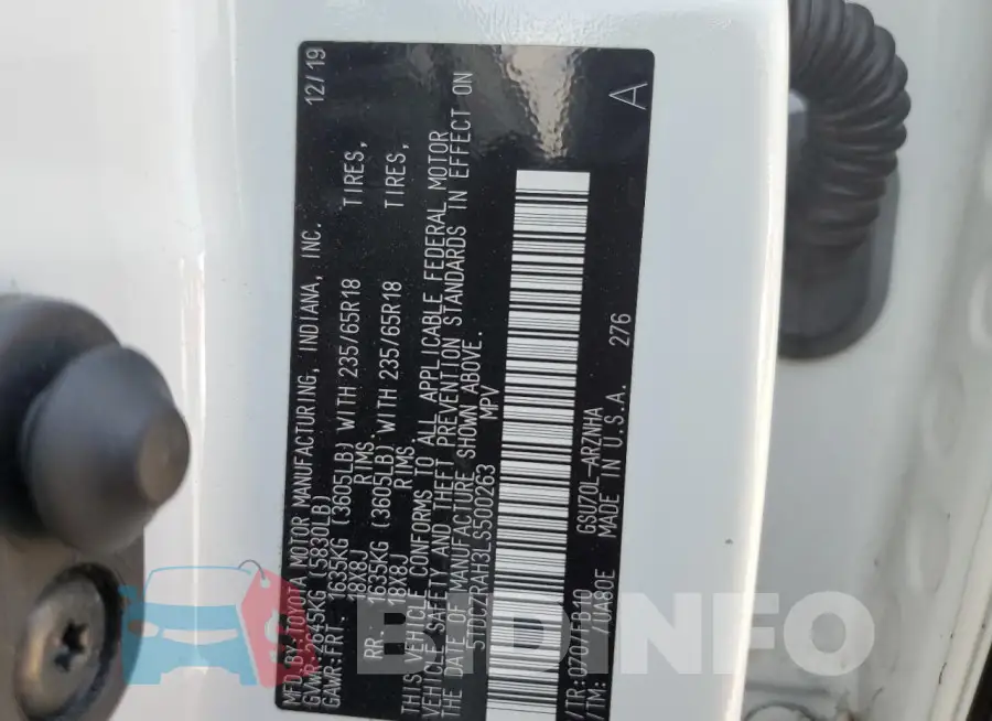 5TDCZRAH3LS500263 Photo# 14