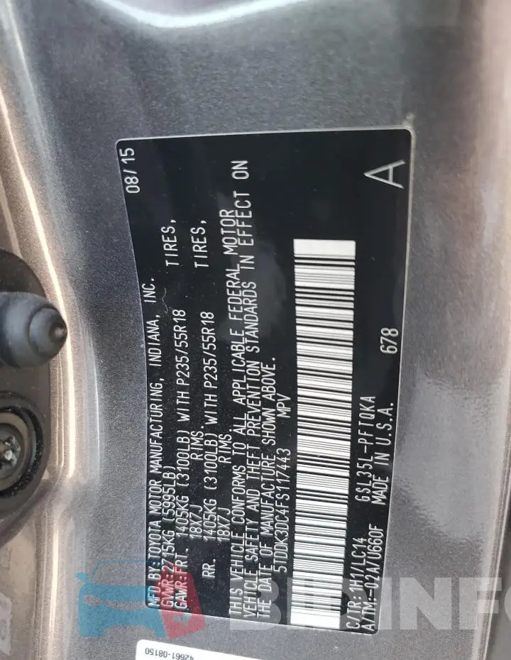 5TDDK3DC4FS117443 Photo# 14