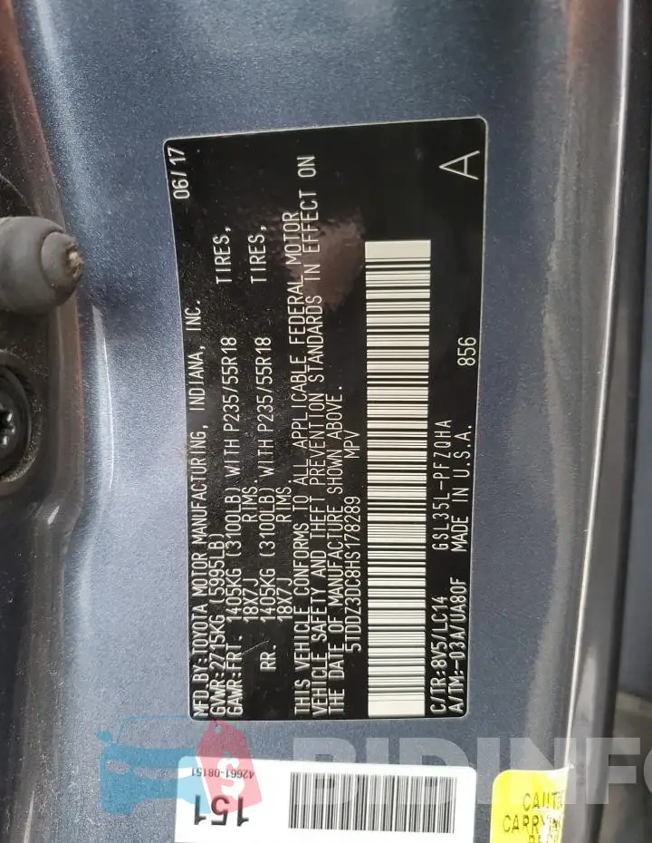 5TDDZ3DC8HS178289 Photo# 13
