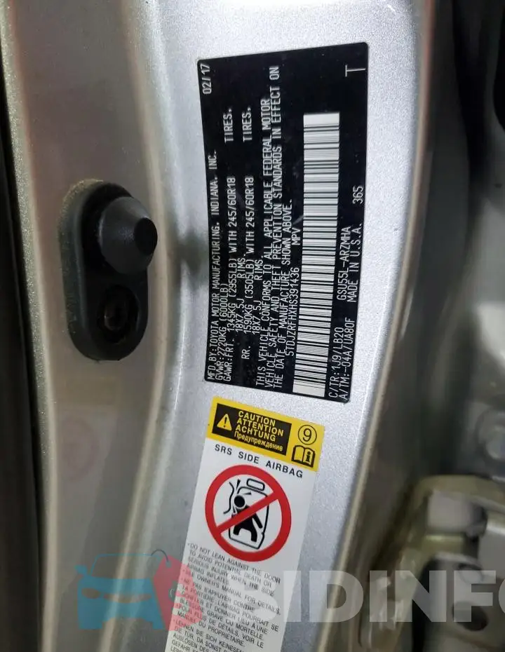 5TDJZRFHXHS391436 Photo# 14