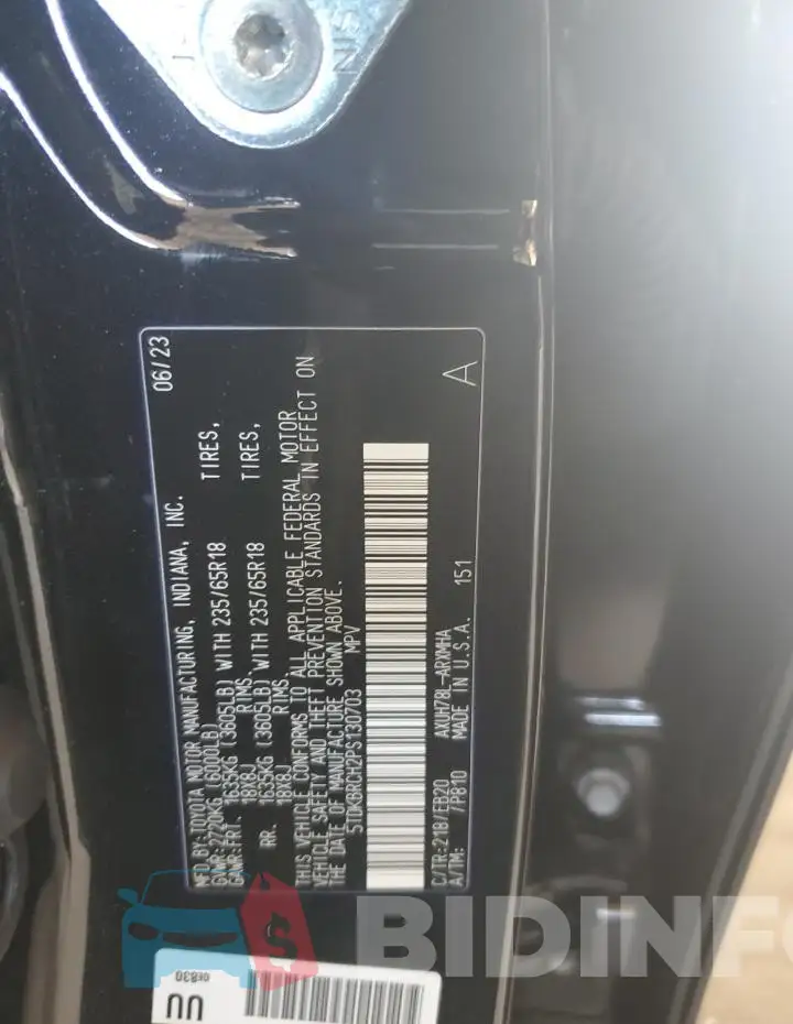 5TDKBRCH2PS130703 Photo# 13
