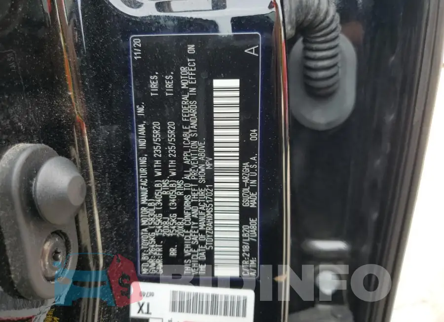 5TDYZRAHXMS517021 Photo# 13