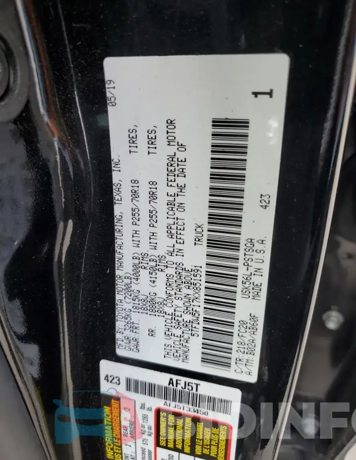 5TFDW5F17KX851591 Photo# 12