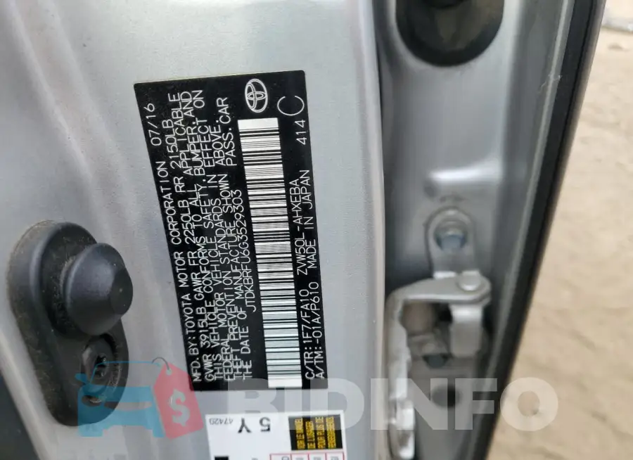 JTDKBRFU6G3529303 Photo# 12