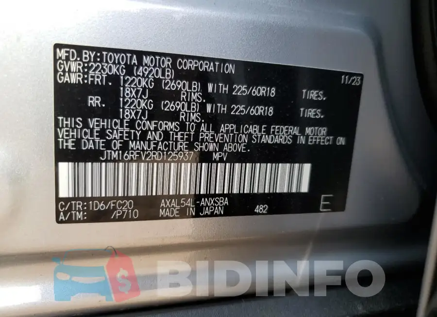 JTM16RFV2RD125937 Photo# 14