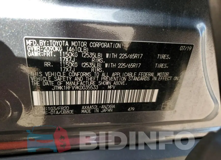 JTMK1RFV9KD035533 Photo# 13