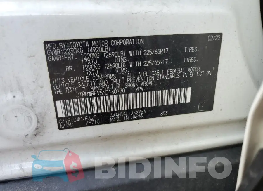 JTMRWRFV5ND140770 Photo# 12