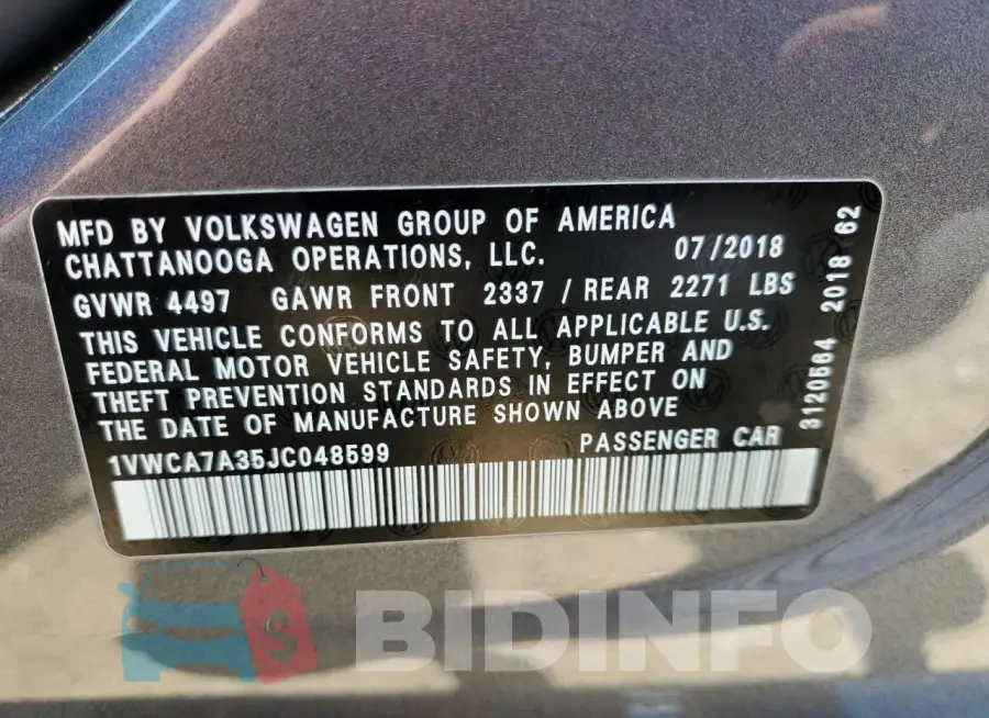 1VWCA7A35JC048599 Photo# 12