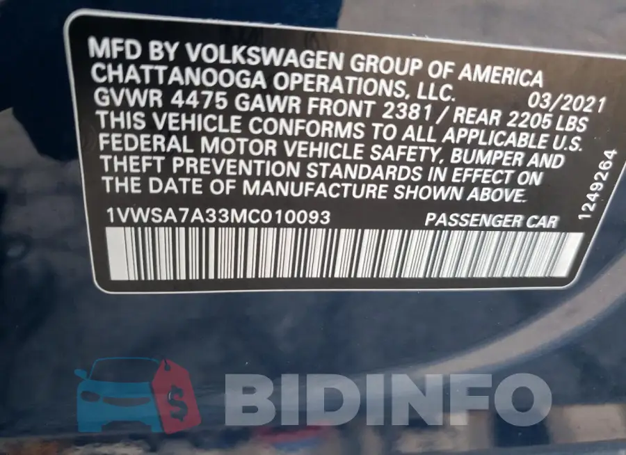 1VWSA7A33MC010093 Photo# 13
