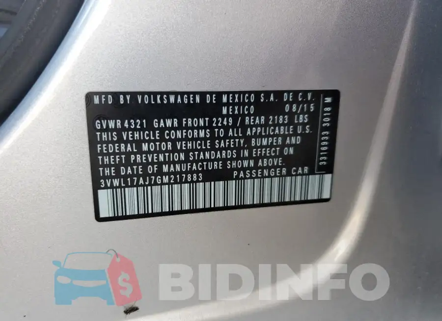 3VWL17AJ7GM217883 Photo# 12
