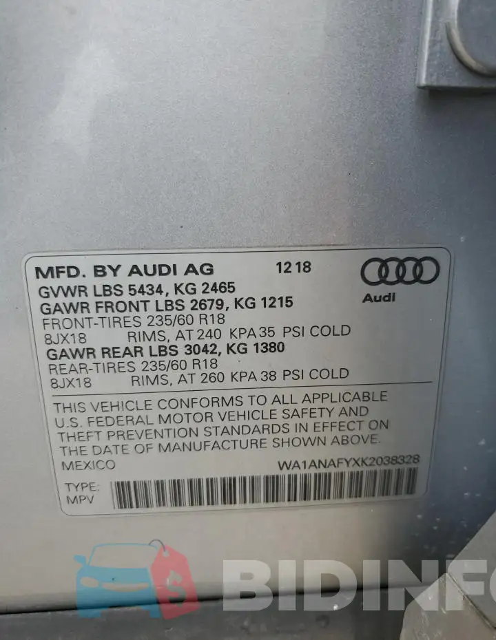 WA1ANAFYXK2038328 Photo# 13