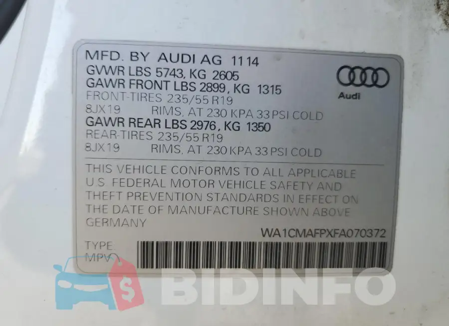 WA1CMAFPXFA070372 Photo# 14