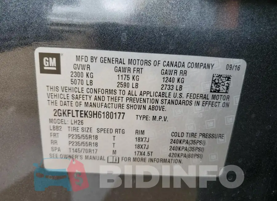 2GKFLTEK9H6180177 Photo# 13