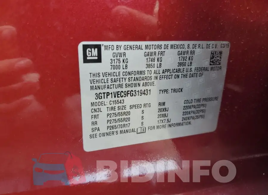 3GTP1VEC9FG319431 Photo# 12