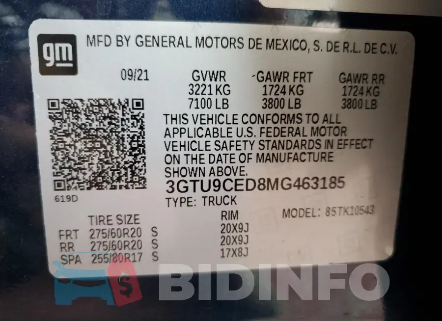 3GTU9CED8MG463185 Photo# 13