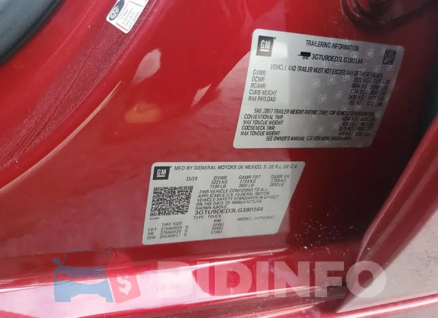 3GTU9DED3LG180164 Photo# 13