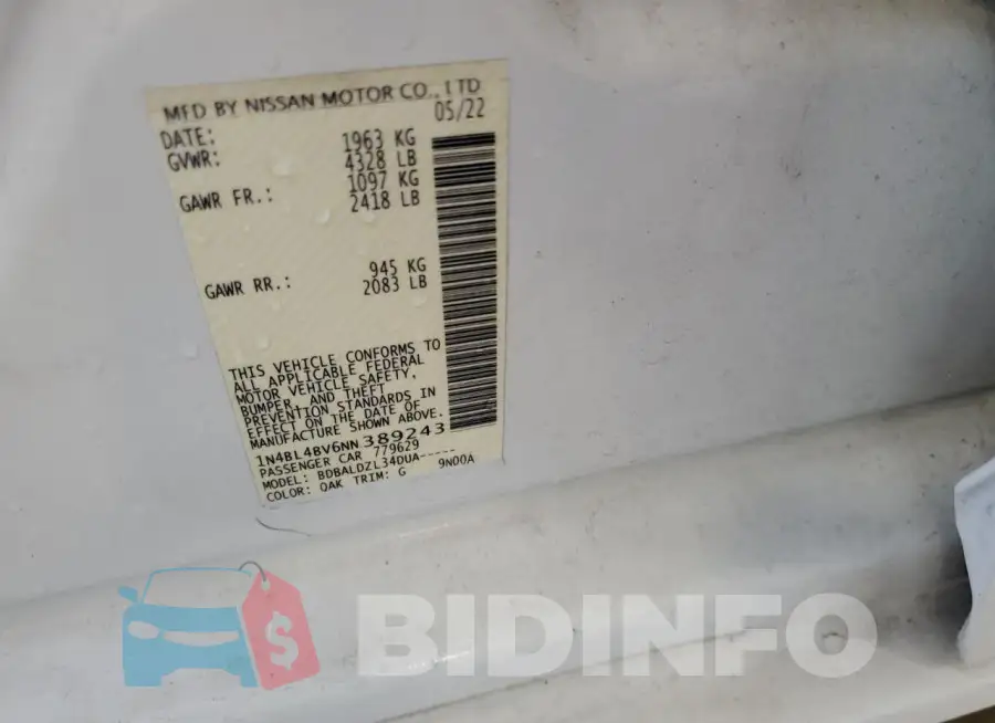 1N4BL4BV6NN389243 Photo# 12