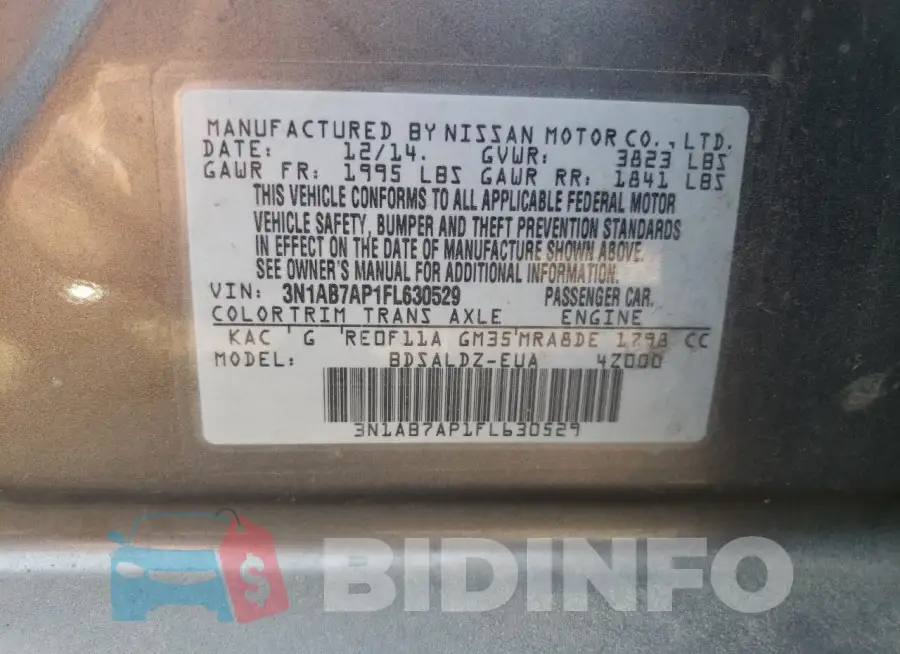 3N1AB7AP1FL630529 Photo# 12