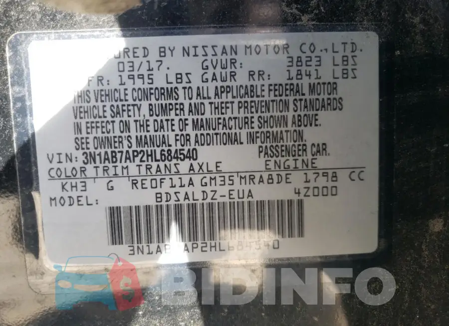 3N1AB7AP2HL684540 Photo# 12