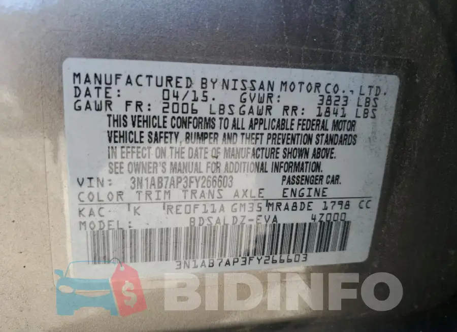 3N1AB7AP3FY266603 Photo# 12