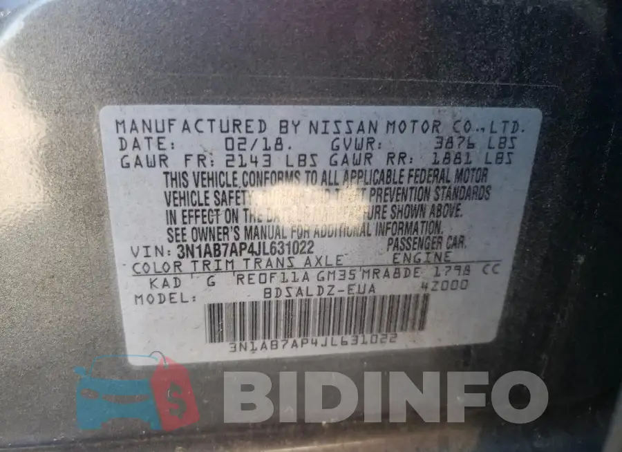 3N1AB7AP4JL631022 Photo# 12