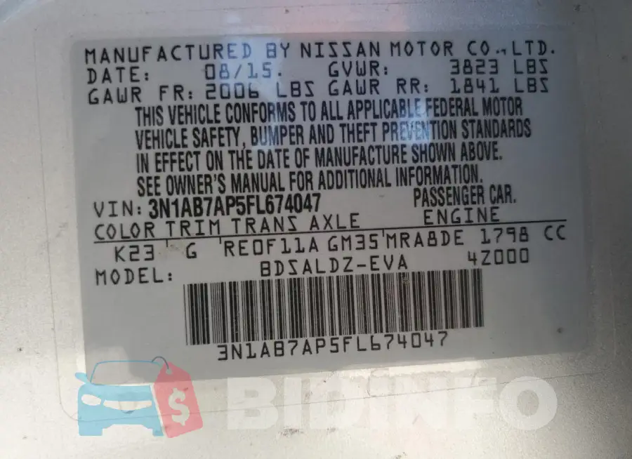 3N1AB7AP5FL674047 Photo# 13