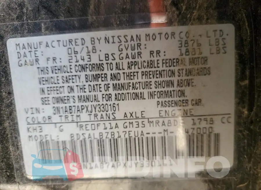 3N1AB7APXJY330161 Photo# 12