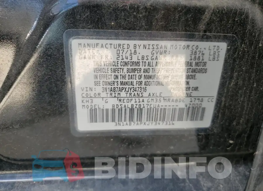 3N1AB7APXJY347316 Photo# 12