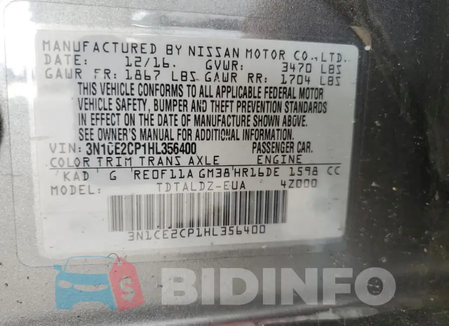 3N1CE2CP1HL356400 Photo# 12