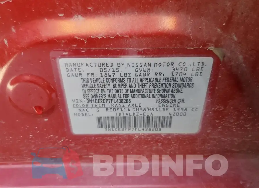 3N1CE2CP7FL438208 Photo# 12