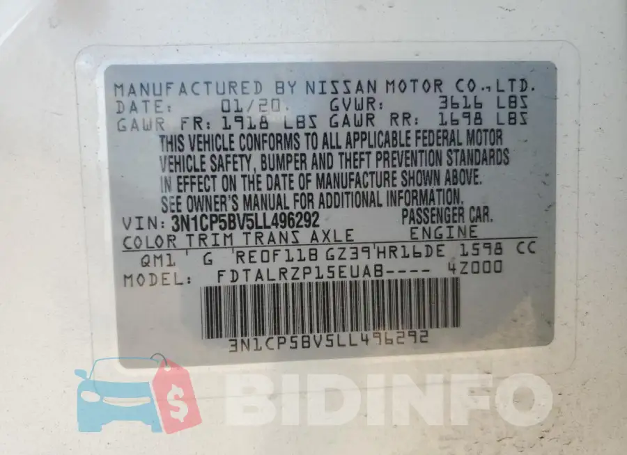 3N1CP5BV5LL496292 Photo# 13